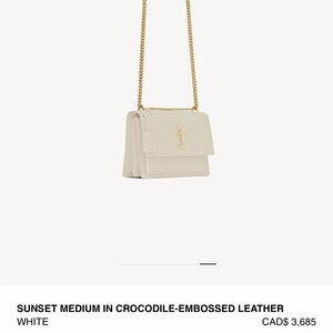 Yves Saint Laurent White Crocodile-Embossed Crossbody Bag